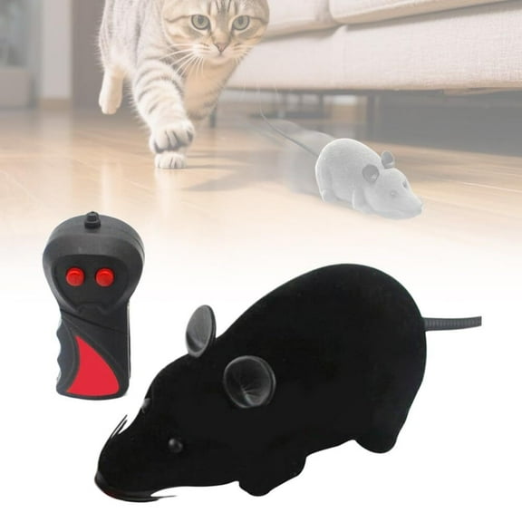 Remote Control Mouse Cat Toy - Rechargeable Interactive Fake Rat Toy for Indoor Cats Dogs, Automatic Moving RC Mouse Toy & Chasing Prank (Gray)