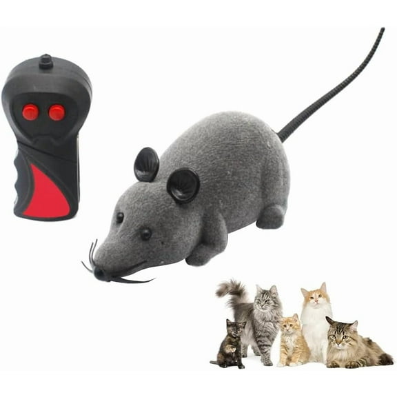 Remote Control Mouse Cat Toy - Rechargeable Interactive Fake Rat Toy for Indoor Cats Dogs, Automatic Moving RC Mouse Toy & Chasing Prank