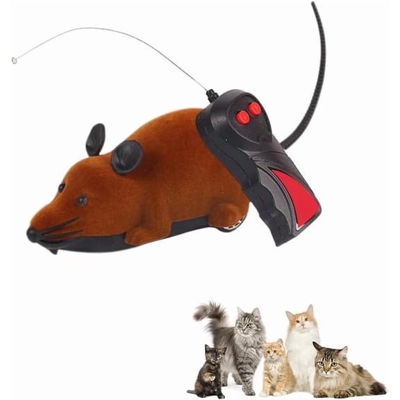 Remote Control Mouse Cat Toy - Rechargeable Interactive Fake Rat Toy for Indoor Cats Dogs, Automatic Moving RC Mouse Toy & Chasing Prank
