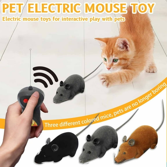 Remote Control Mouse Cat Toys for Indoor Cats Chasing,Realistic Flocked Electric Rat Pet Teaser for Small Dogs,Smart Interactive Moving Animal Toy Gift