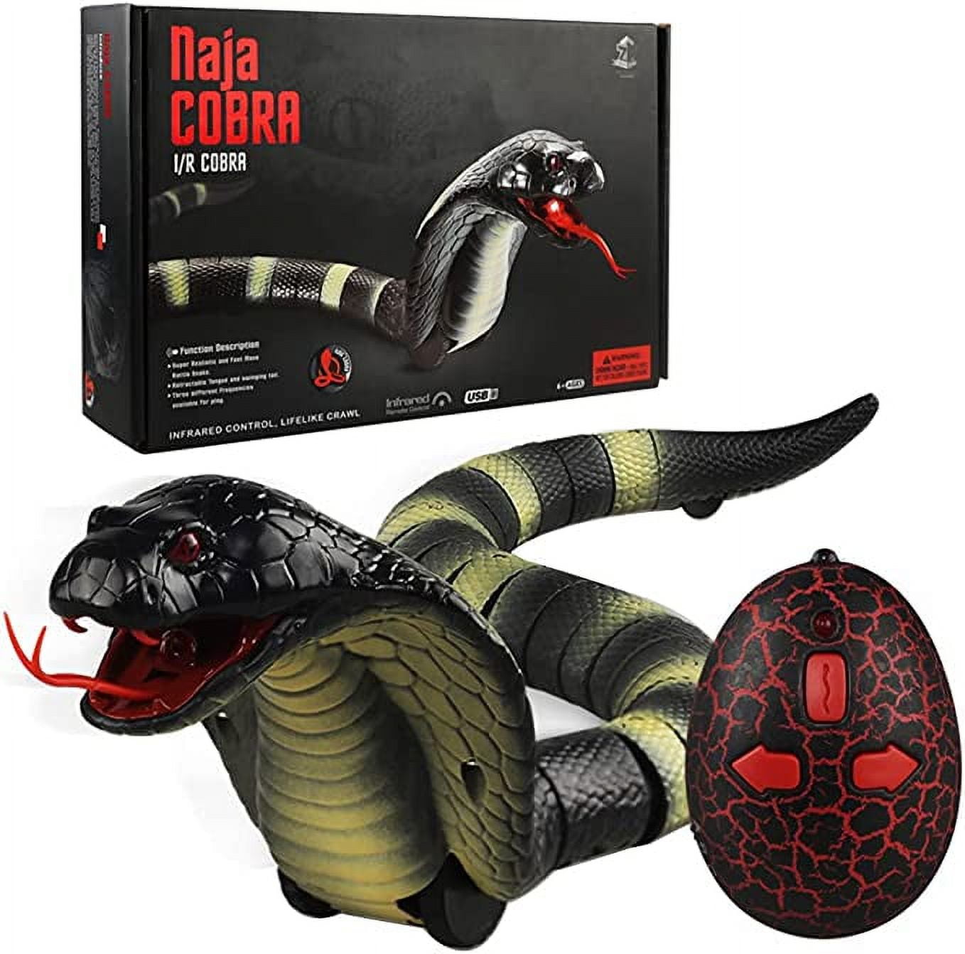 Remote Control Naja Snake Toy Electric Snake Toy for Kids rc Snake Toy for  Cats Rechargeable Realistic Cobra Snake for Pranks (Black)