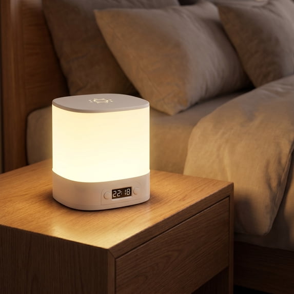 Remote Control Night Light with Digital Clock, Rechargeable Dimmable