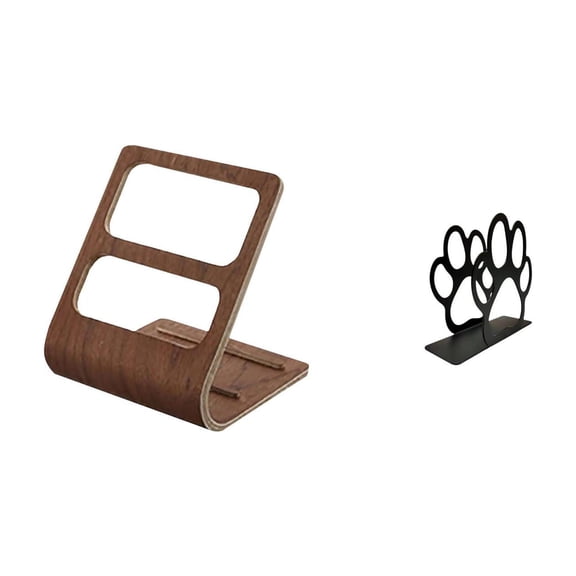 Remote Control Organizer Napkin Stand Storage Rack Wooden Iron Construction for Home Office Desk