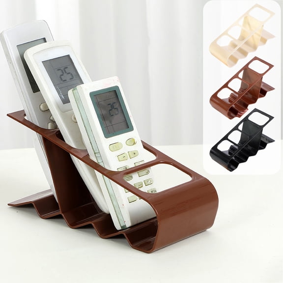 Remote Control Organizer, Plastic 4 Compartment Storage Rack for TV DVD BluRay, Beige ABS Material Holder for Media Players, Tabletop Stand for Living Room Bedside Desk Countertop (1 Pc)