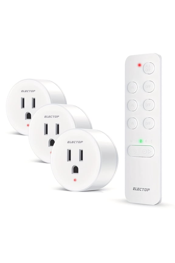 Remote Control Outlet, 15A/1500W Wireless Outlet Power Switch with Countdown Function, No Wire Long Range Electrical Switch Plug On/Off for Small Household Appliance(1 Swicth &3 Outlets)