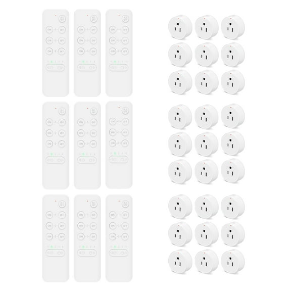 Remote Control Outlet Switch,NineLeaf Remote Light Switch,Remote Control Outlet Plug Adapter with Remote for Lamps and Household Appliances,No Wire Required,500FT Long Range(9Remotes,27Plugs)