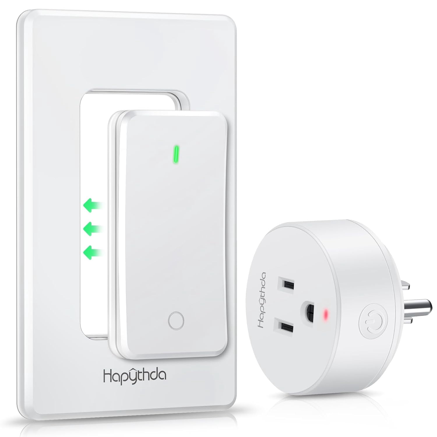 Remote Control Outlet Switch, Removable Buckle Design Wireless Light Switch, No Wiring No WiFi, 300ft RF Range 15A 1500W, Programmable DIY Pairing, for Household Appliances (White)