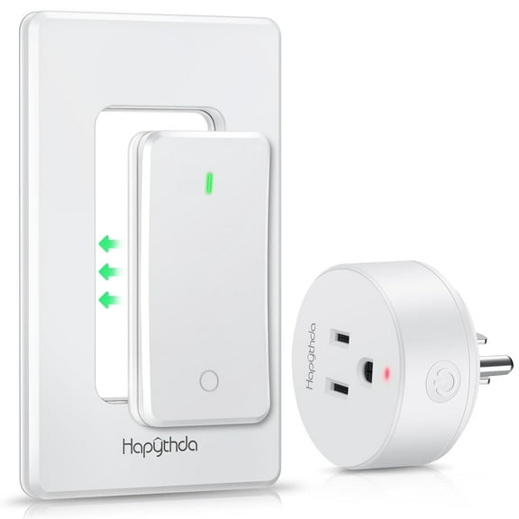 Remote Control Outlet Switch, Removable Buckle Design Wireless Light Switch, No Wiring No WiFi, 300ft RF Range 15A 1500W, Programmable DIY Pairing, for Household Appliances (White)