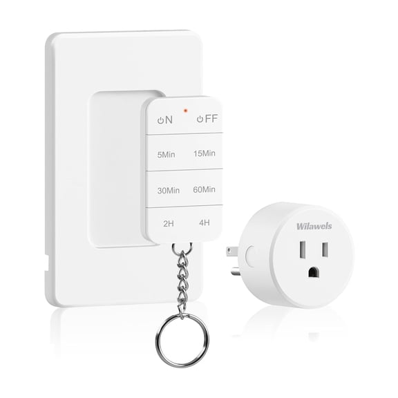 Remote Control Outlet with Timer, Indoor Outlet Timer with Remote, 100FT Wireless Control Range, 15A/1875W, Remote Outlet Switch Countdown Time for Household Appliances W13RC1106