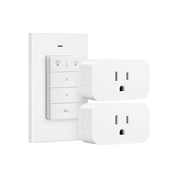 Remote Control Outlet, Wall Mounted Wireless Light Switch, 2 Independent Control Sockets Electrical Remote Outlet Switch for Lamps, Fans, Household Appliance, No Wiring,100 Ft Range
