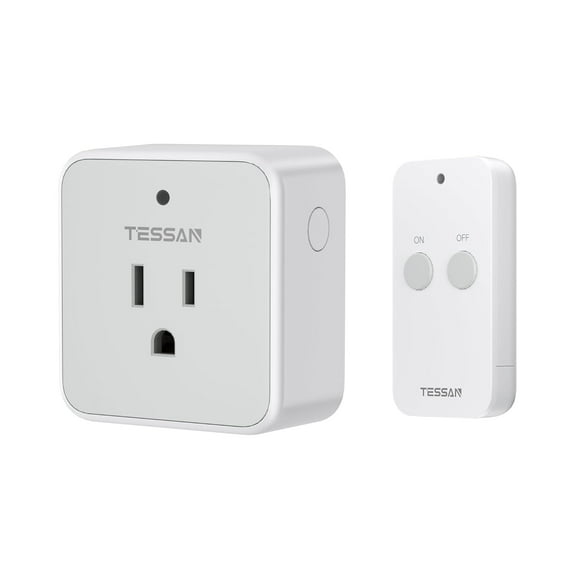 Remote Control Outlet, Wireless Light Switch, On Off Switch Plug for Lights, Lamps, Fans, Household Appliances, 100ft RF Range, 15A/1875W(1 Remote + 1 Outlet)