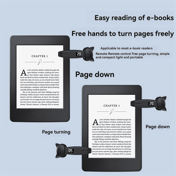 Remote Control Page Turner E-Reader Controller Bluetooth Phone Screen Auto Clicker Camera Shutter for Live Streaming A