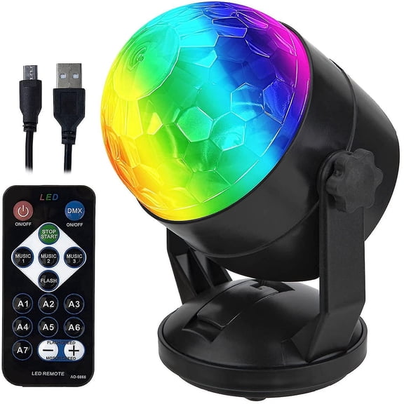 Remote Control Portable Sound Activated Party Lights For Outdoor And Indoor, Battery Powered Or Usb Plug In, Dj Lighting, Rbg Disco Ball, Strobe L