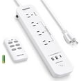thumbnail image 1 of Syantek Remote Control Power Strip with 3 RF Outlets, 3 USB Ports, 5ft Cord, 15A/1875W Surge Protector for Household Appliances, 1 of 7