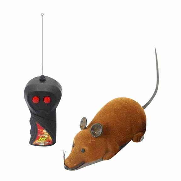 Remote Control Rat Toy - Flocked Electric Fake Mouse with Remote, Large Size, Brown for Prank, Pet Interaction, Kids Play