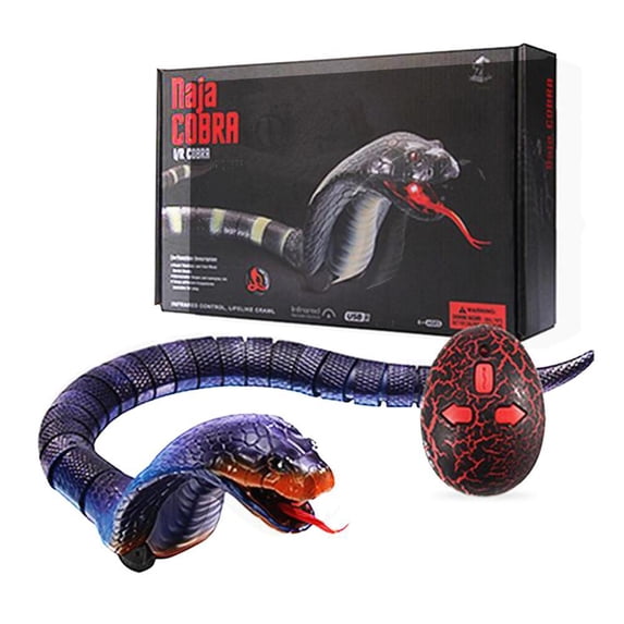Remote Control Realistic Cobra Snake Toy, Robust 17-Inch Infrared RC Slithering Serpent, Resilient Electronic Prank Toy with Retractable Tongue & Flash Light