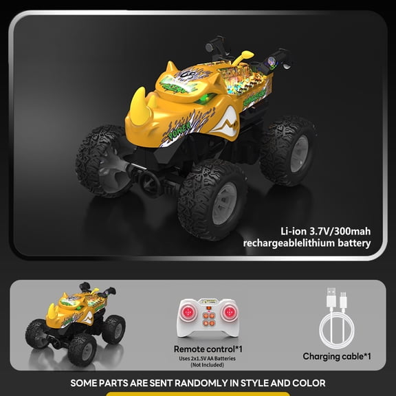Remote Control Rhino Monster Truck Toy, 2.4GHz RC Stunt Car with LED Lights, 360° Spins & Upright Walking, All-Terrain Off-Road, Educational Gift for Kids Ages 3+