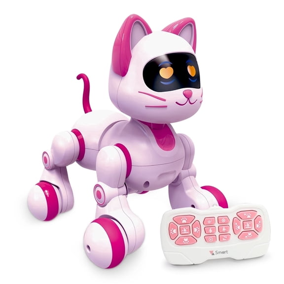 Robot Cat Interactive Toys for Girls, Remote Control Electronic Pink Kitty Pets, Robotic Can Dancing Touch Programmable Mechanical Cat for Kids Christmas/Birthday Surprise Gifts