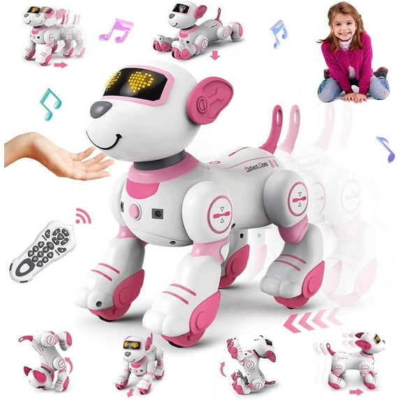 Robot Dog Toy,Intelligent Robot Dog,Robot Dog for Kids,Remote Control Dog Toy Interactive Robot Pet,Robotics Toys,Programmable Sing & Dance Design Christmas Gifts Kids Age 3 5 4-13 Year,Pink
