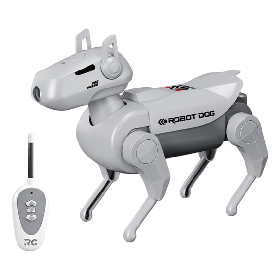 Remote Control Robot Dog, White Spray Simulation Walking Pet Toy with LED Lights Music Function, 1 Pack Electric Interactive Play Set for Boys Kids Toddlers Birthday Holiday Gift Entertainment