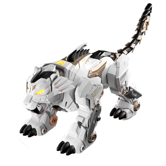 Remote Control Robot Tiger Toy, 2.4G RC Interactive Mechanical Tiger with Voice Control, Touch Sensing, Programmable Stunts, Music & Story Educational Robot for Kids Boys Girls