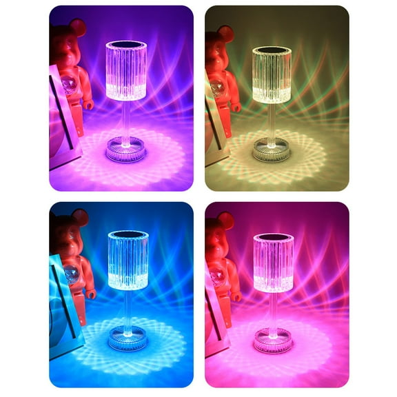 Remote Control Romantic Diamond Crystal Table Lamp with 3 or 16 Color Modes, Touch & Remote Control, Elegant Acrylic Design, USB Rechargeable, Perfect Romantic Gift for Bedroom or Living Room