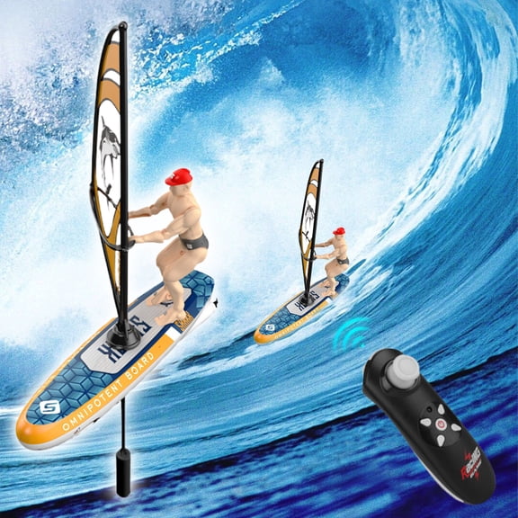 Remote Control Sailboat, High and Low Speed RC Racing Boat with Waterproof LED Lights, for Outdoor Surfing and Family Fun, Easy to Use Toy