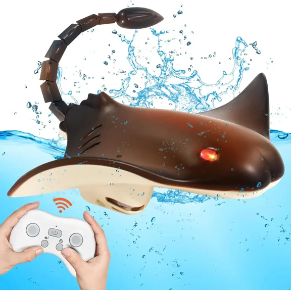 Remote Control Shark Boat, 2.4G RC Stingray Pool Toys for Kids Ages 6-12, Waterproof Underwater Glider with Dual Motors, Water Toy Gift for Boys Girls