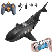 Remote Control Shark Boat for Adult, High Simulation 2.4G RC Fish with HD Underwater Camera, APP Controlled Electric RC Shark for Adults, Black