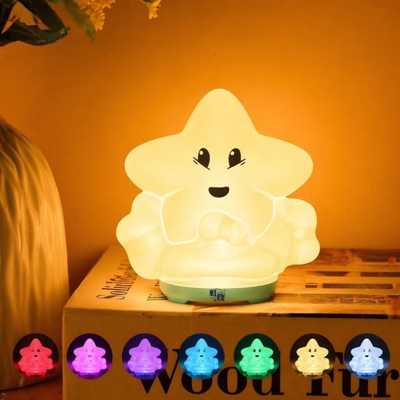 Remote Control Silicone Night Light for Kids  Star Shape LED Lamp, Bluetooth Music, Adjustable Brightness, Alarm & Sleep Mode, App Control