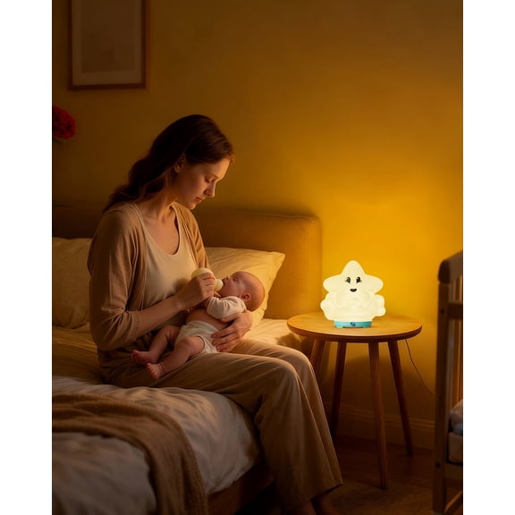 Remote Control Silicone Night Light for Kids – Star Shape LED Lamp, Bluetooth Music, Adjustable Brightness, Alarm & Sleep Mode, App Control