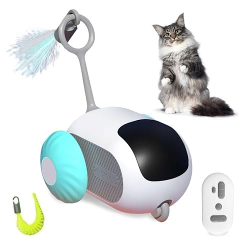 Remote Control Smart Electric Cat Toy,Interactive Cat Toys for Indoor Cats,Gravity Automatic Mobile Car Toy,Cat Mouse Toys,Moving Cat Toy,USB Rechargeable (Blue)