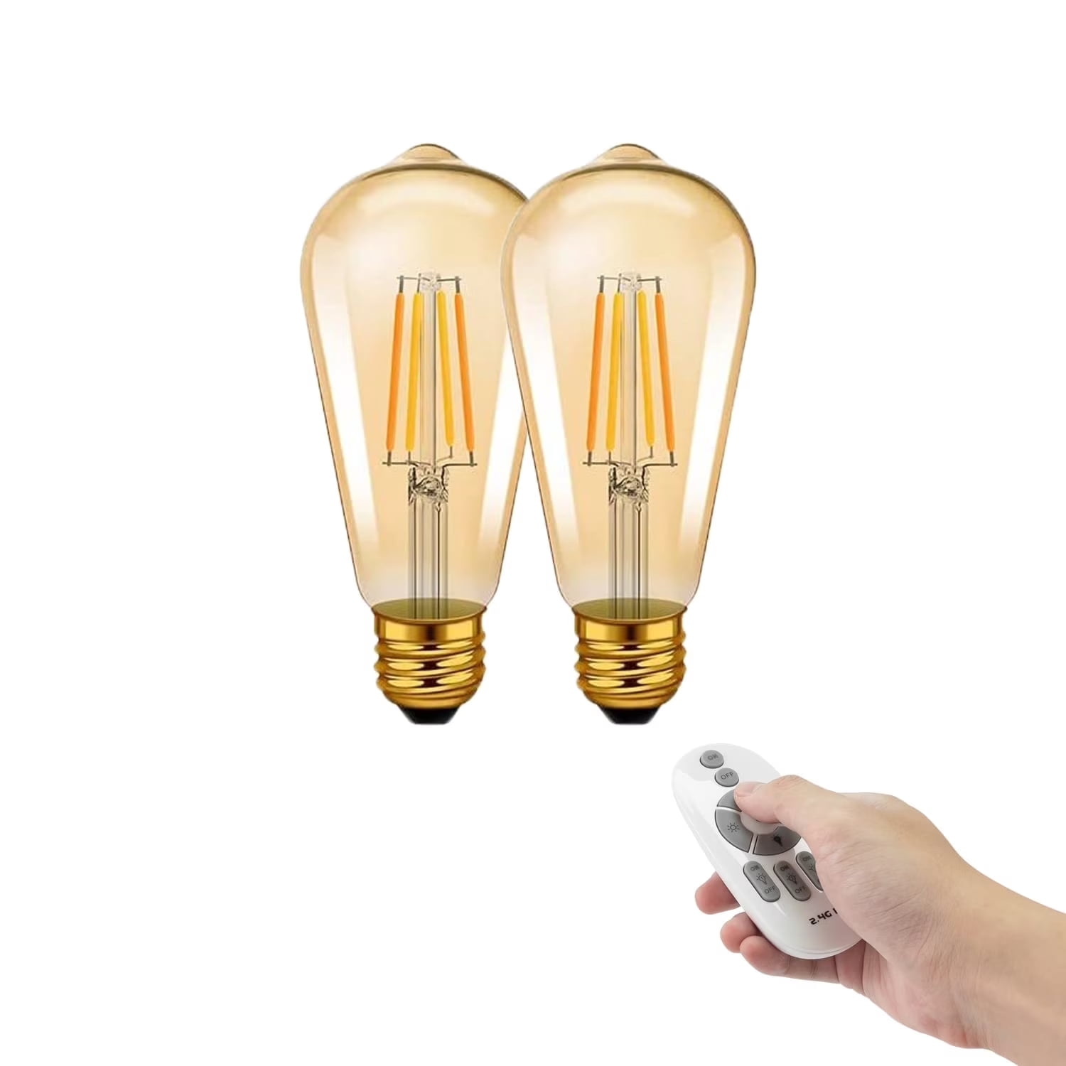 Remote Control Smart LED Edison ST64 4W(40W Equivalent) Light Bulbs E26 Standard Base Dimmable & Adjustable Color Temperature (2200K-6500K) for Holiday Christmas Indoor Party 110V - Set of 2
