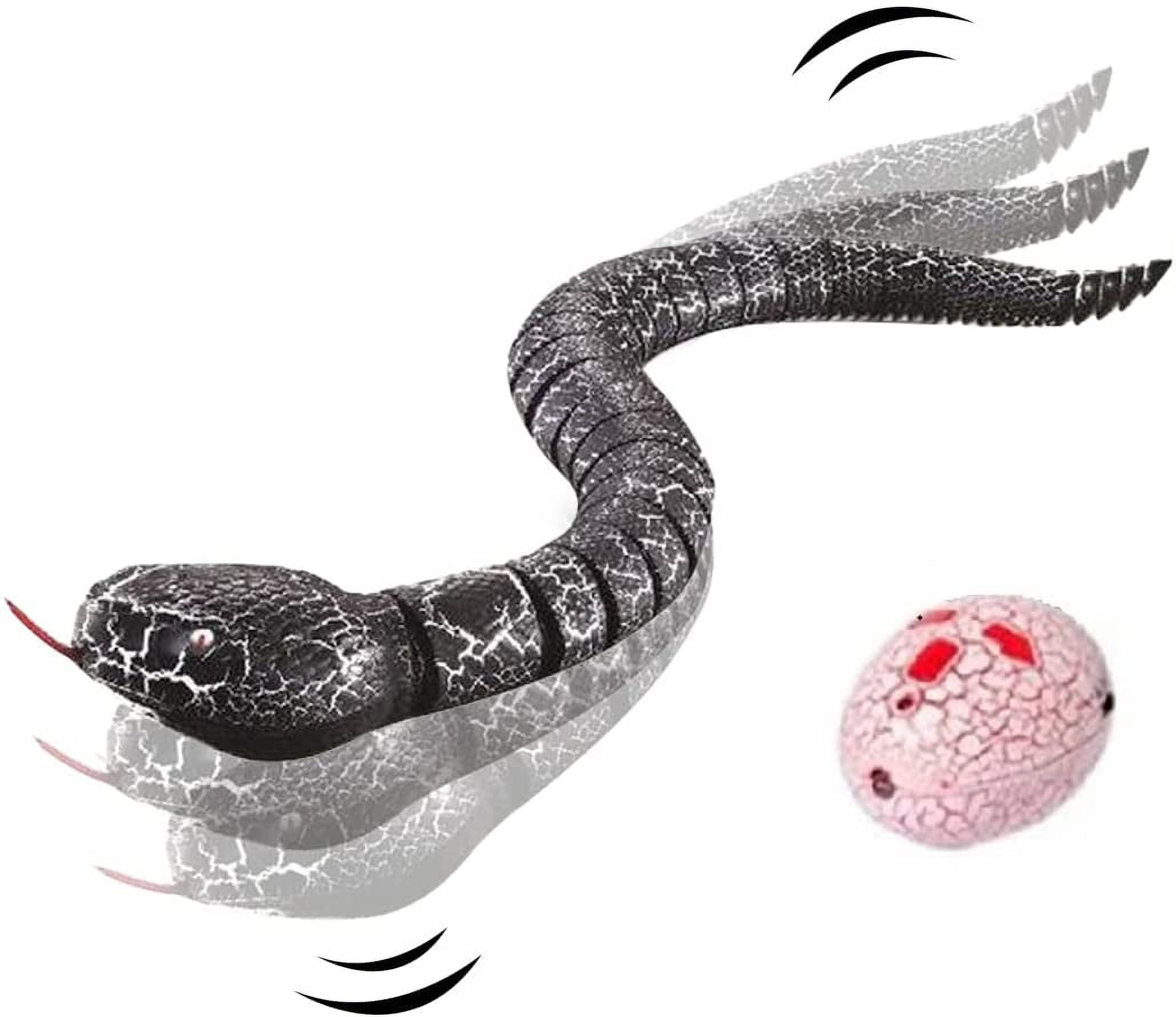 Remote Control Snake Toy for Kids, 16" Rechargeable Realistic RC Snake Naja Cobra Toy with Retractable Tongue and Swinging Tail, Ideal Children Halloween Christmas Birthday Gift (Black)