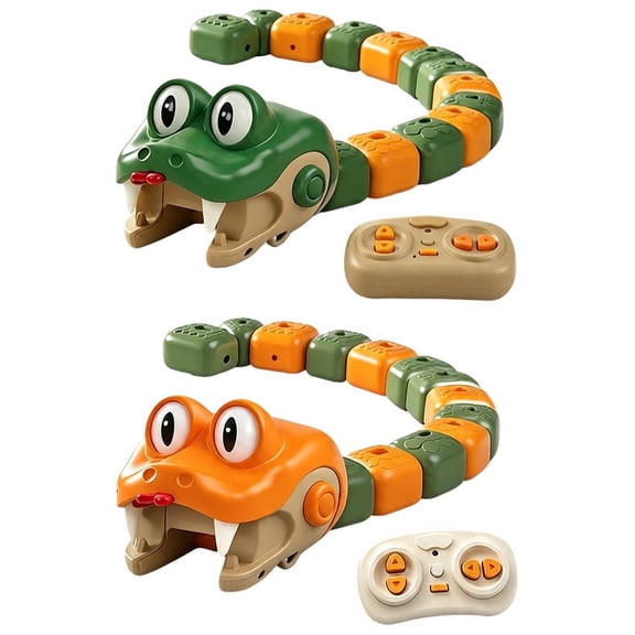 Remote Control Snake Toy, Magnetic Crawling Snake with 8 Interlocking Body Segments, 2-Speed Reptile Toy for Kids Indoor Floor Play