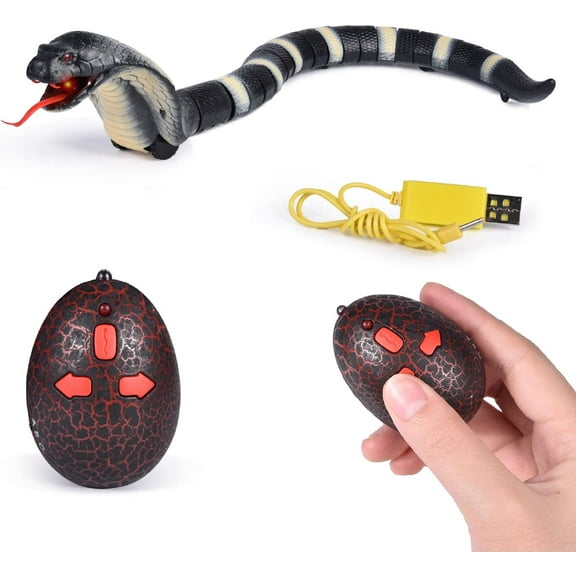 Remote Control Snake Toy, Rechargeable RC Realistic Snake Toy, Party Favors, Party Supplies, 17 Inches(Black)