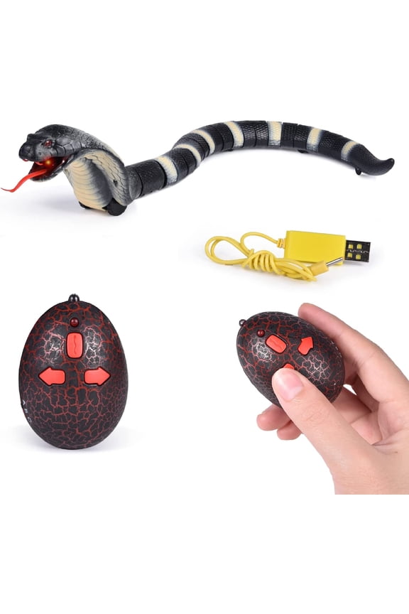Remote Control Snake Toy, Rechargeable RC Realistic Snake Toy, Party Favors, Party Supplies, 17 Inches(Black)