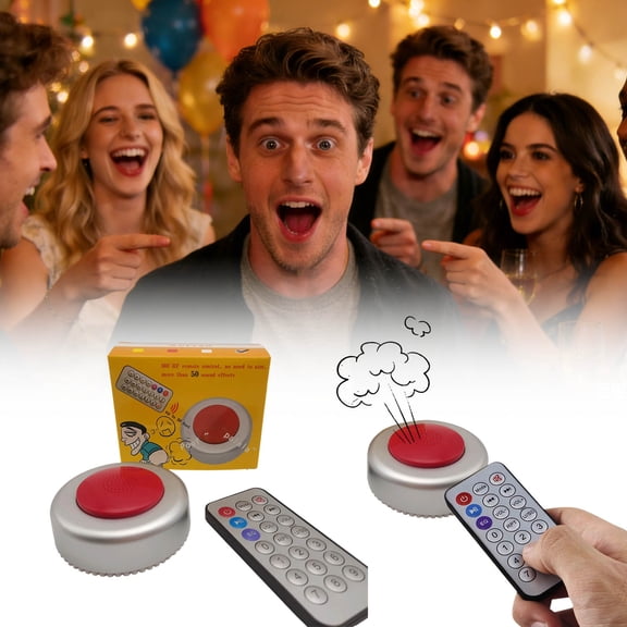 Remote Control Sound Prank Button Portable Bad Gas Noise Maker With 50+ Sound Effects For Parties & April Fools' Day(Grey-2.7x1In)