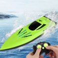thumbnail image 1 of Remote Control Speed Boat 2.4G Skiff with Dual Motors - Green | High Speed Electric Racing Boat for Outdoor Water Fun | Stable Signal | 30m Range | Display Stand | 27.5x8.5x7cm, 1 of 6