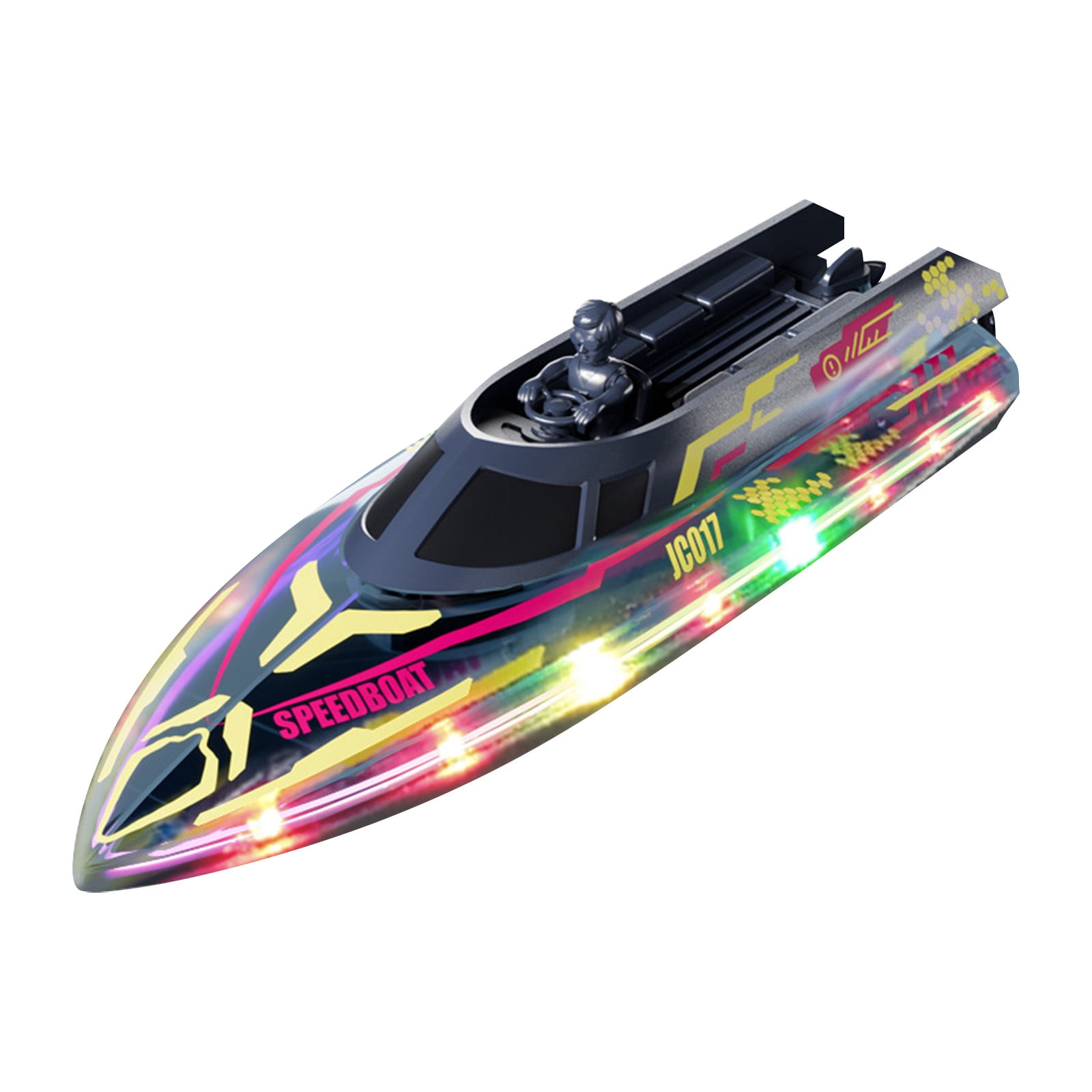 Remote Control Speed Boat with LED Lights Dual Control Single Board for Pool Lake Beach Summer Water Racing RC Boat Hobby