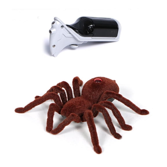 Remote Control Spider Toy, Realistic Brown RC Spider with Light, Forward and Backward Movement for Halloween Pranks and Parties