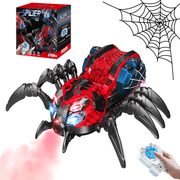 Remote Control Spider Toy, Robot Spider with 2.4 GHz Remote Controller, RC Spider Robot with Spray/Lights/Music, Realistic Spider Gift for Kids Boys, Halloween, Christmas, Holiday Toy for Party Prank