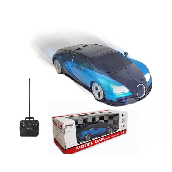 Remote Control Sports Car Super Drift Racer – High Speed, Full Function, 1:18 Scale with Sounds and Lights for Gifting, Christmas, Holidays (Black/Blue)