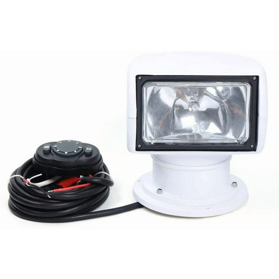 Remote Control Spotlight Marine Boat Searchlight Spot Light Work Light 360 Degree Rotation 100W Bulb 12V with Remote Control for Boat Truck Car