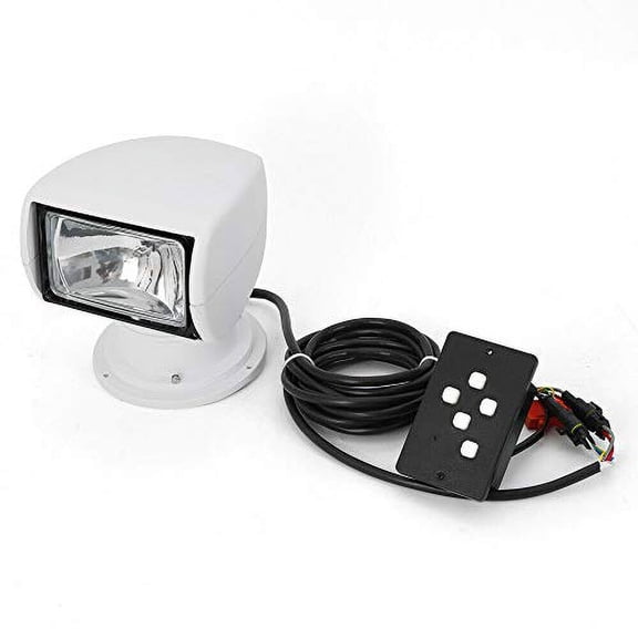 Remote Control Spotlight Marine Boat Searchlight Spot Light Work Light 360 Degree Rotation 100W Bulb 12V with Remote Control for Boat Truck Car