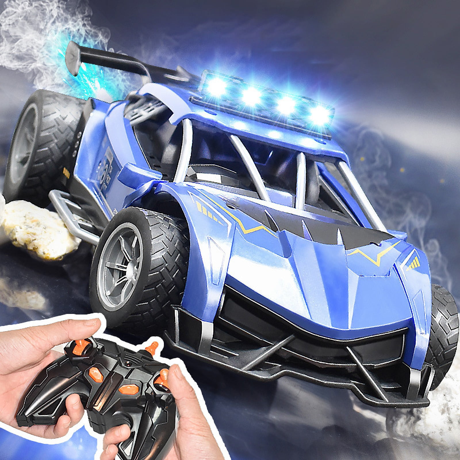 ミニカー Retro High Speed All Wheel Drift Blue Remote Control Spray Four-wheel Drive Drift Racing Car RC