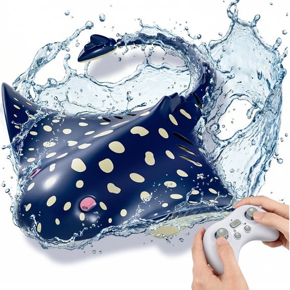 KNMDU Remote Control Stingray Water Toy, 2.4GHz Waterproof RC Pool Toy with 360 Degree Movement and Spray, Ages 6+