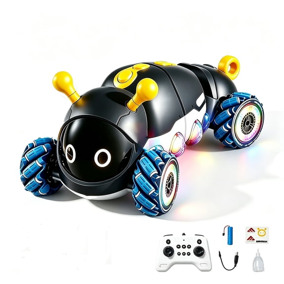 Remote Control Stunt Car Insect Bionic RC Car with 360° Rotation,Light,Sounds and Spray,Christmas and Birthday Gifts for 3-12 Kids,Black