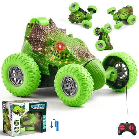 Dinosaur RC Car for Kids, RC Stunt Car with 360 Rotating & Light, RC Dinosaur Roller Car Toy Gift for Kid Aged 3-12