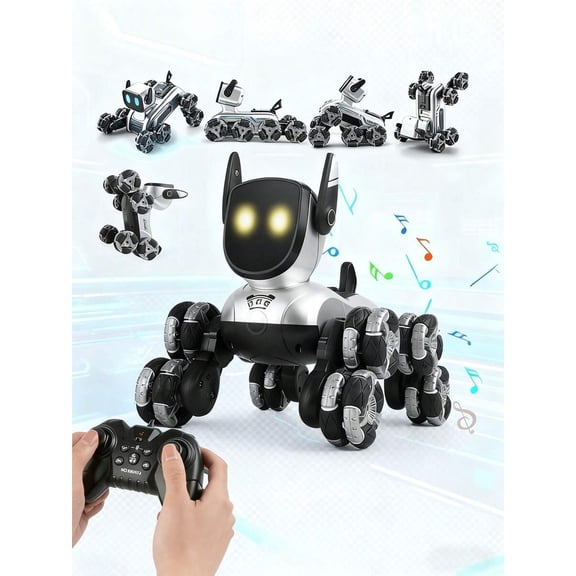 Remote Control Stunt Robot Dog Toy, Interactive STEM Programmable Robotic Puppy for Kids Ages 6-13, Electronic Pet with Hand Gesture Control & Music, Christmas Gift for Boys & Girls